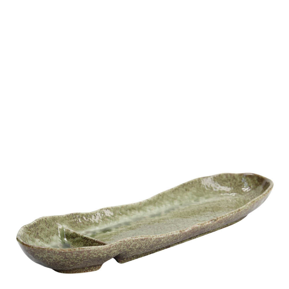 Tokyo Design Studio Mino Craft oval delad tallrik 33,5 cm yamasan grön