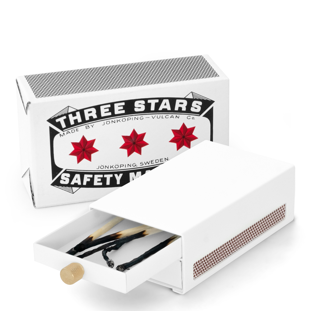 SOLSTICKAN Three Stars Tändsticksfodral Stor Vit