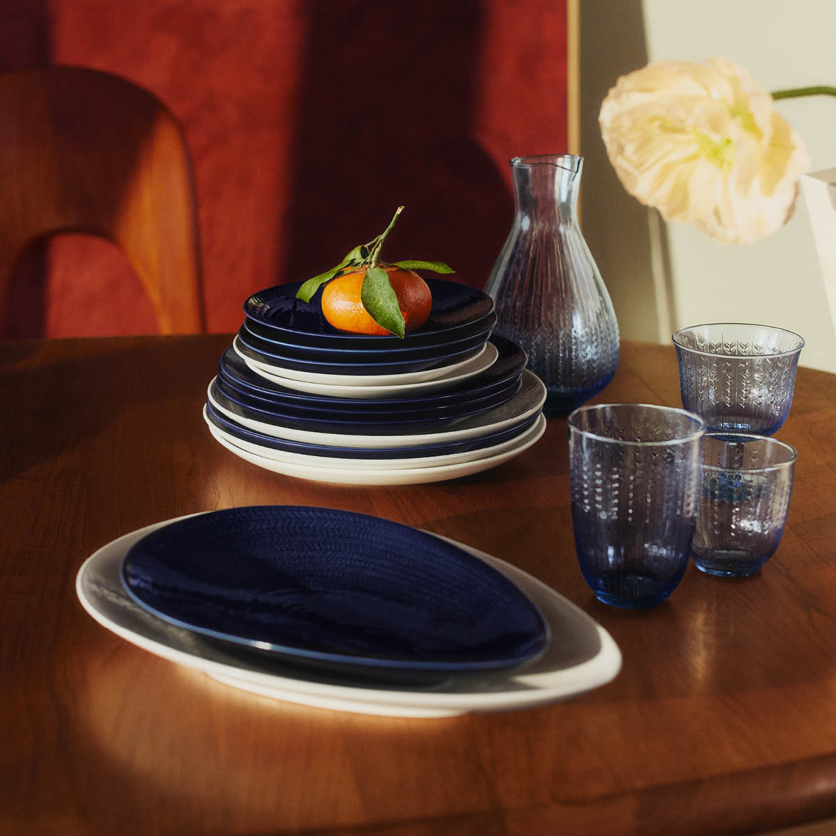 Rörstrand Blå Eld Tarjoiluastia 20x29 cm Valkoinen