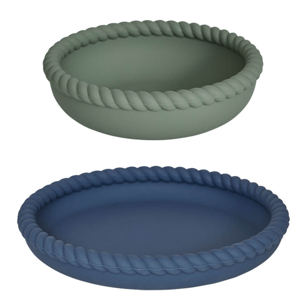 OYOY Mellow tallrik & skål silikon 18 cm Blå/Olive