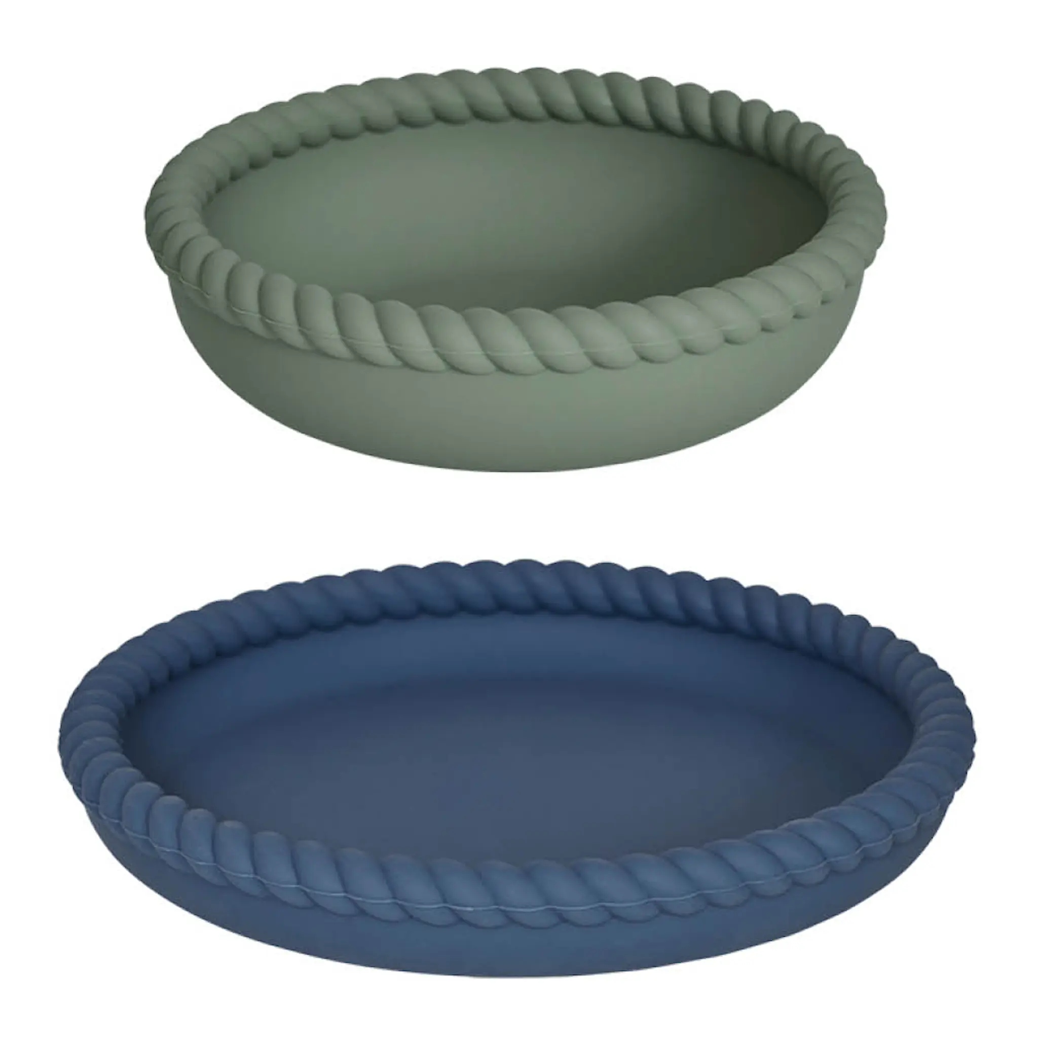 OYOY Mellow tallrik & skål silikon 18 cm Blå/Olive