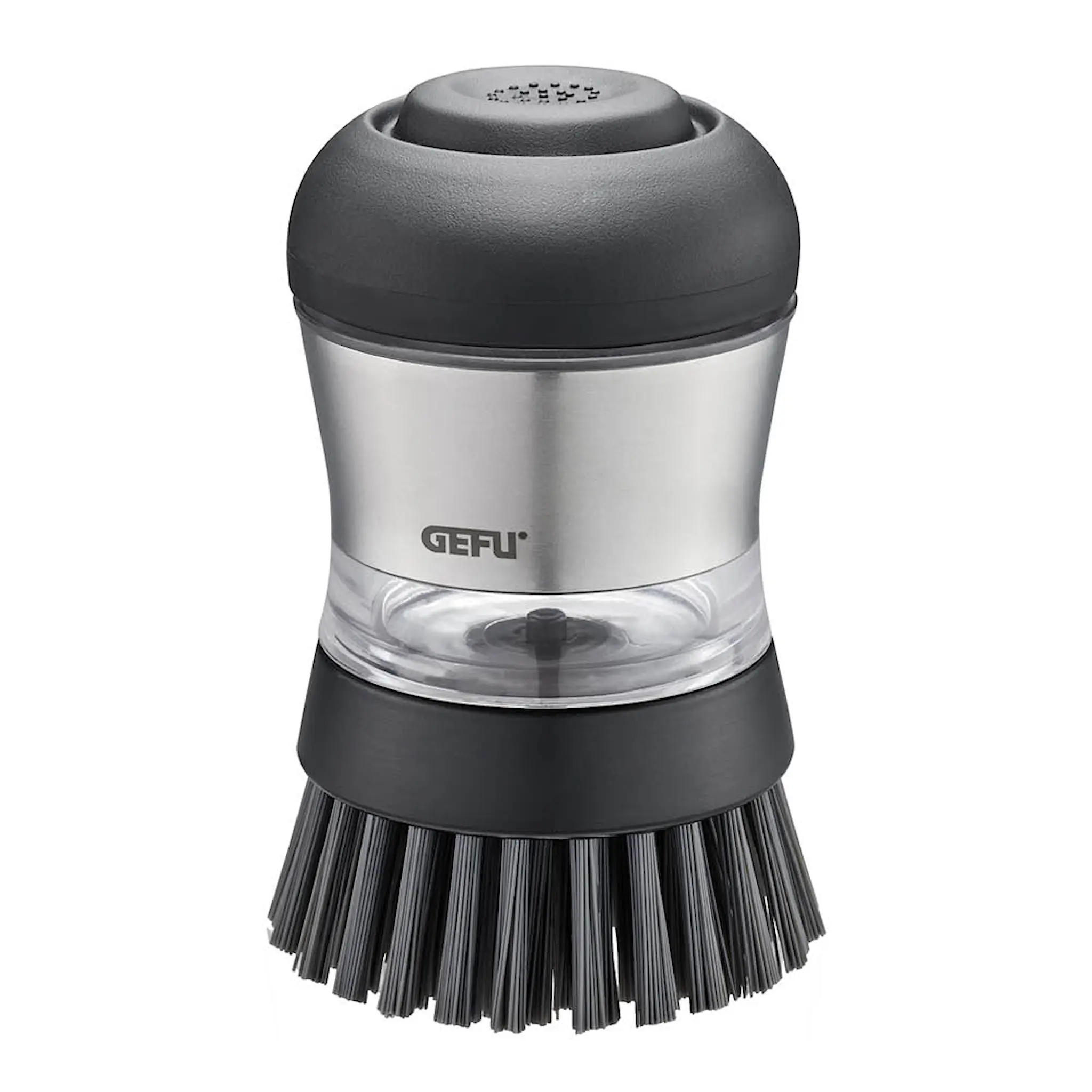 Gefu Swift diskborste med tvåldispenser 50 ml svart