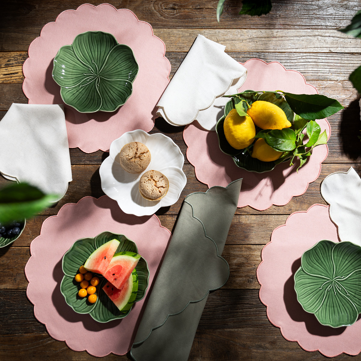 Ziczac Scallopped Pöytätabletti 36 cm 2 kpl Vaaleanpunainen