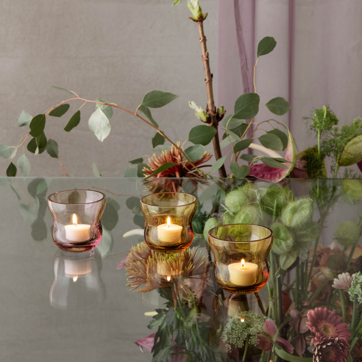 Holmegaard Calabas telyslykt Ø8,5 cm burgundy