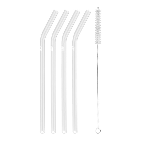 Sorrento Glassugrör Vinklade 4pack+Borste Transparent