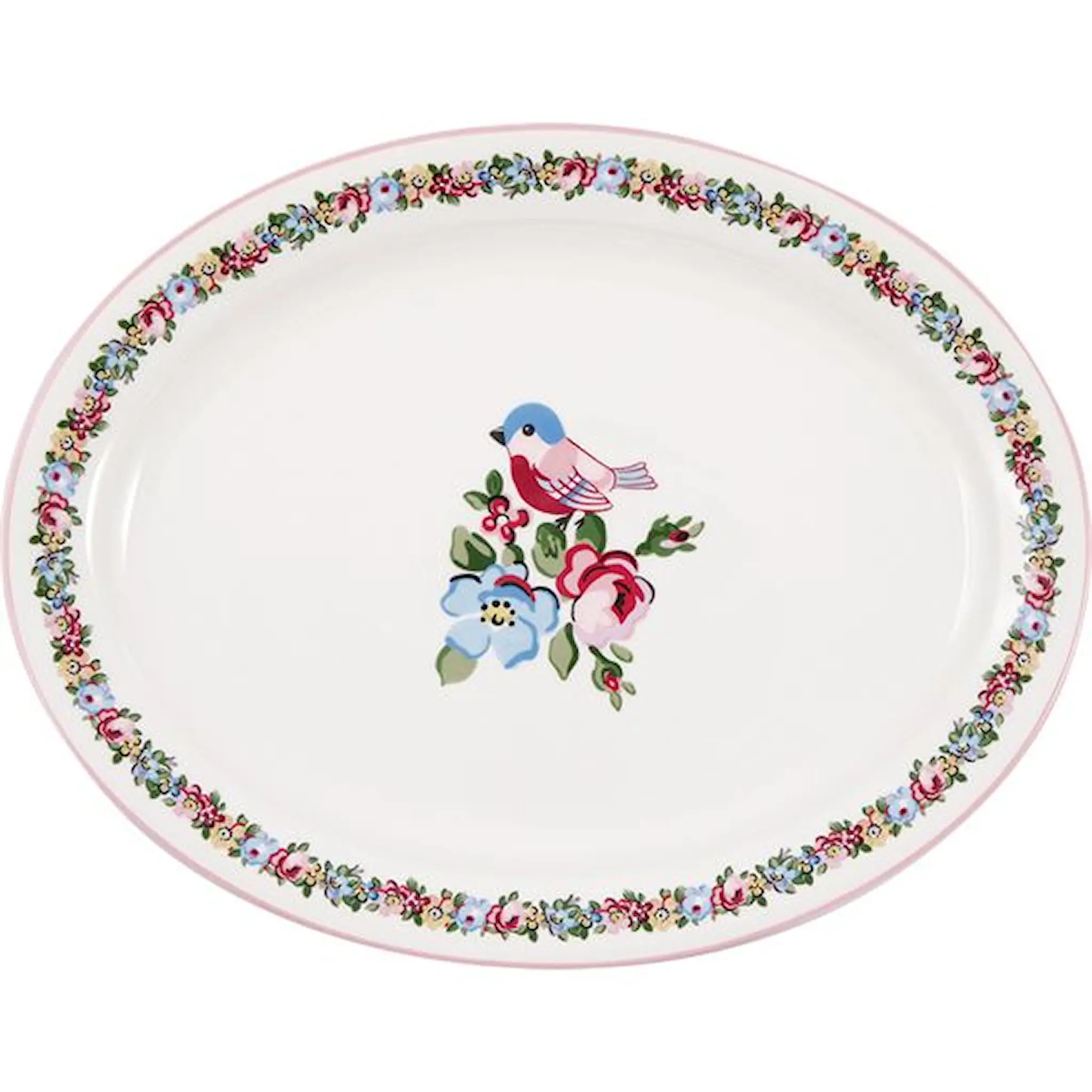 GreenGate Ellie Serveringsfat Ovalt 33 cm White