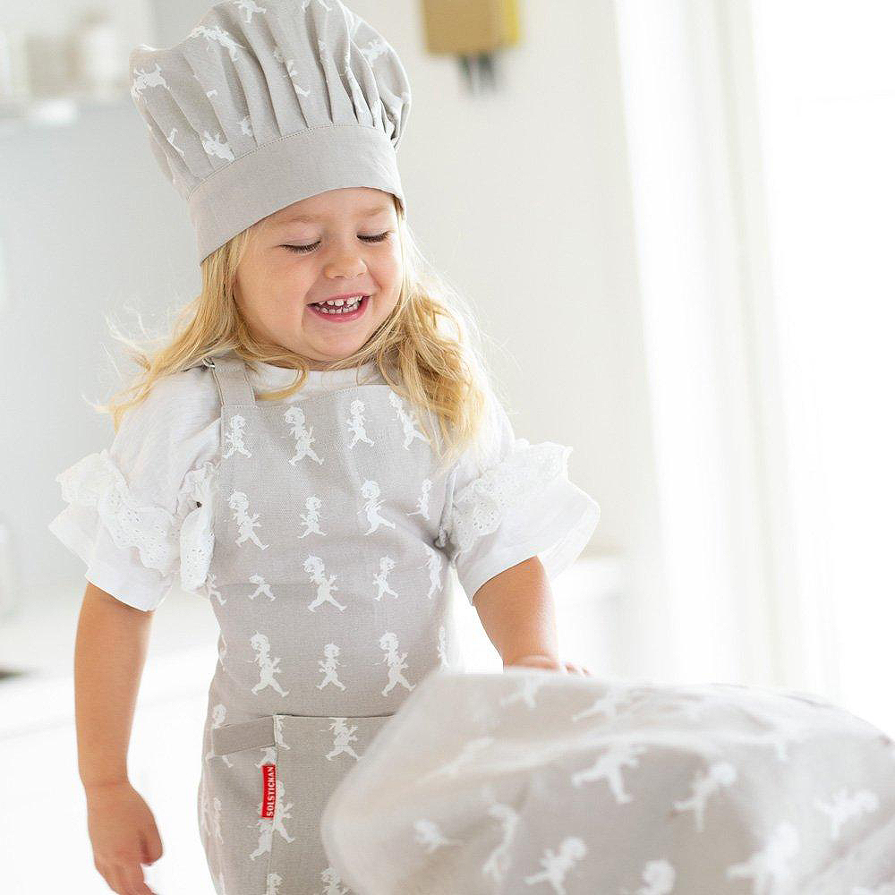 SOLSTICKAN Förkläde + Kockmössa barn Grå