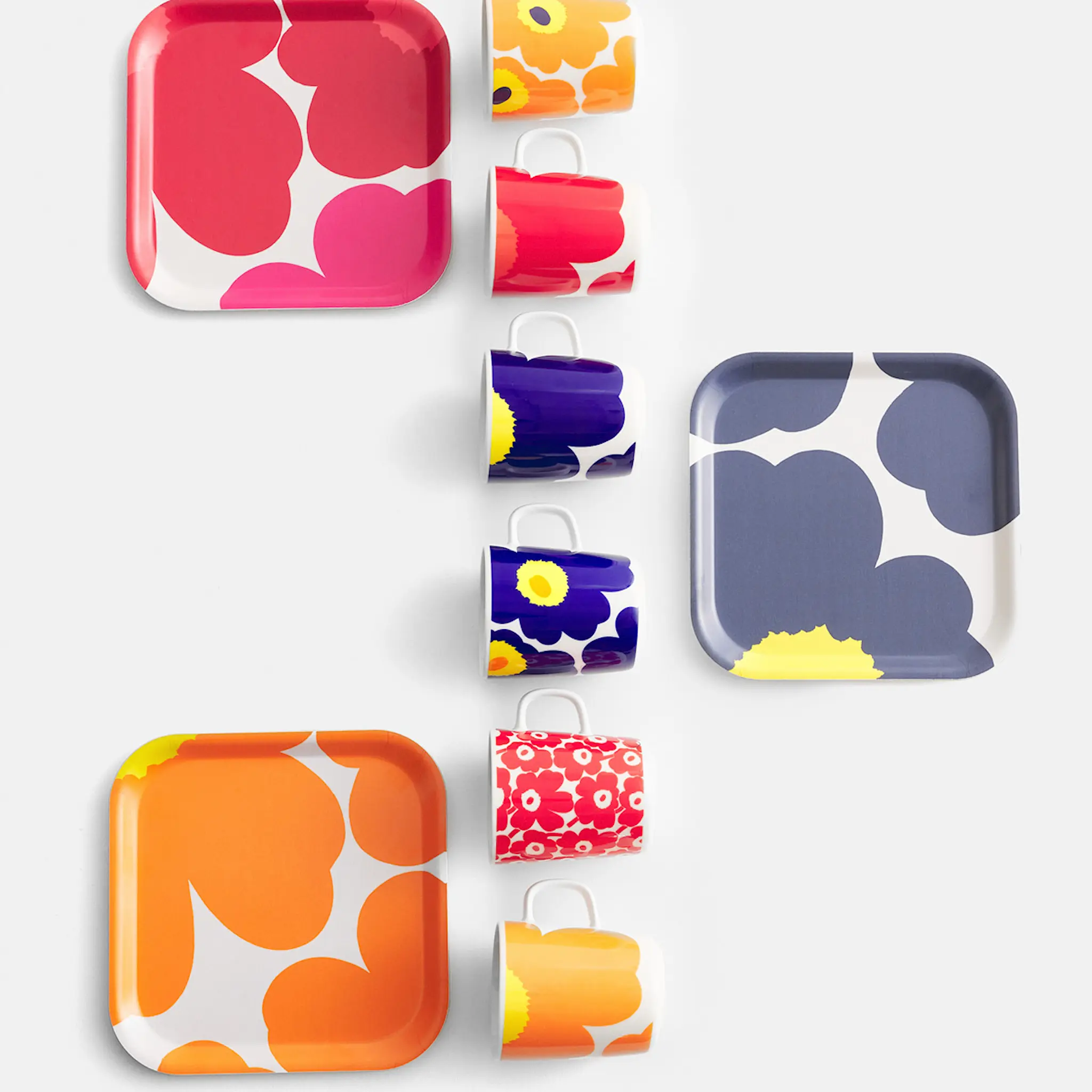 Marimekko Oiva Unikko mugg 25 cl vit/mörkblå/gul