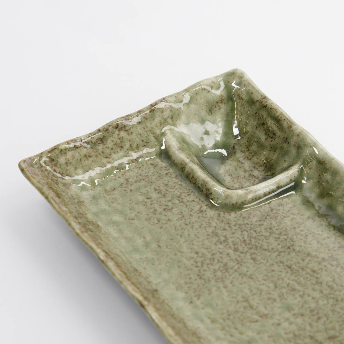 Tokyo Design Studio Mino Craft rektangulär delad tallrik 21,2 cm yamasan grön