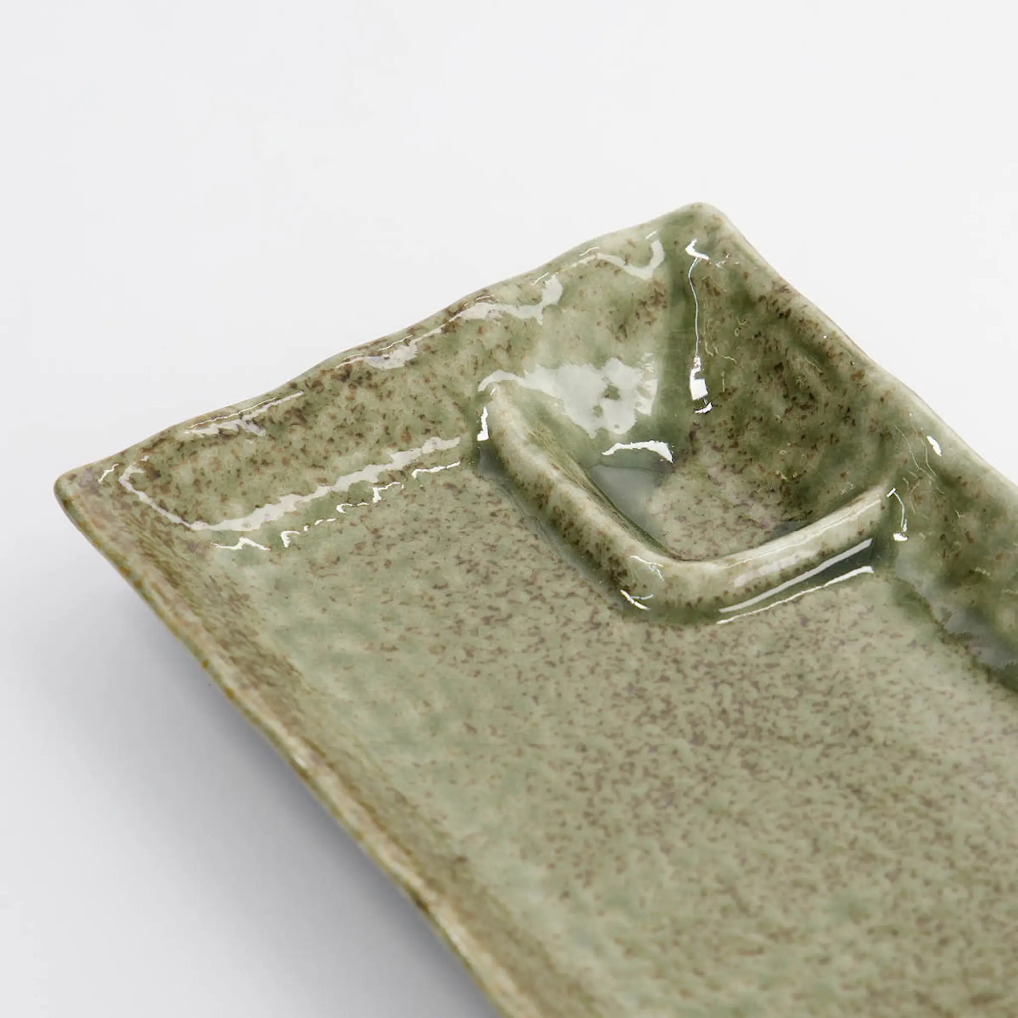 Tokyo Design Studio Mino Craft rektangulär delad tallrik 21,2 cm yamasan grön