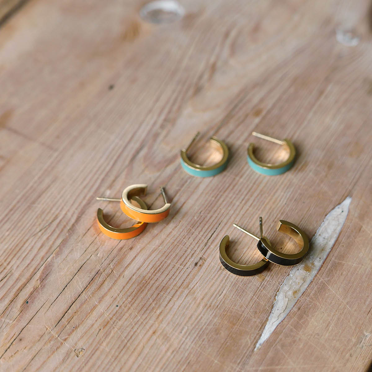 A&C Oslo AS Steel - Enamel Coll øredobber 16 mm oransje/gull