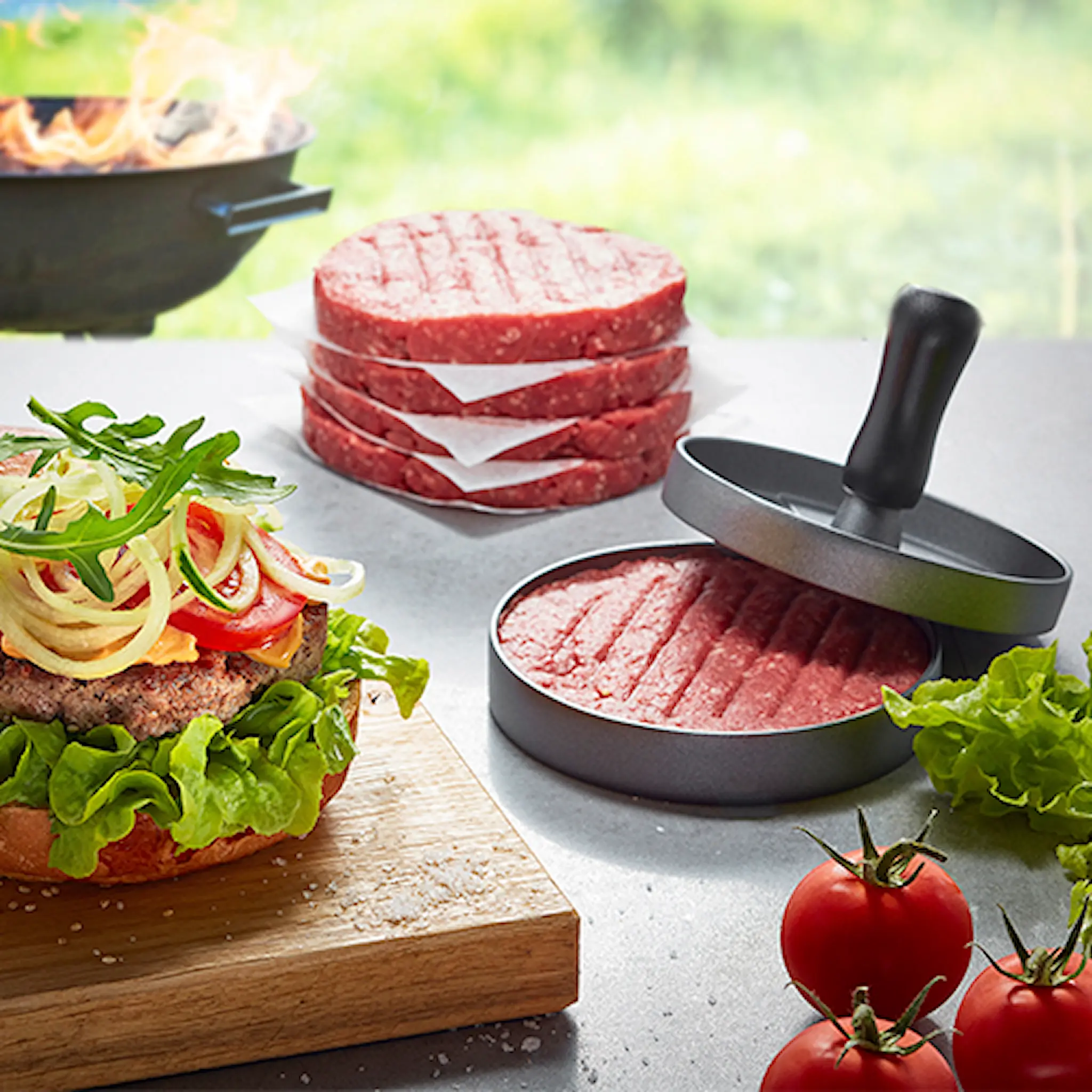 Gefu BBQ Hamburgerpress 11,8 cm grå