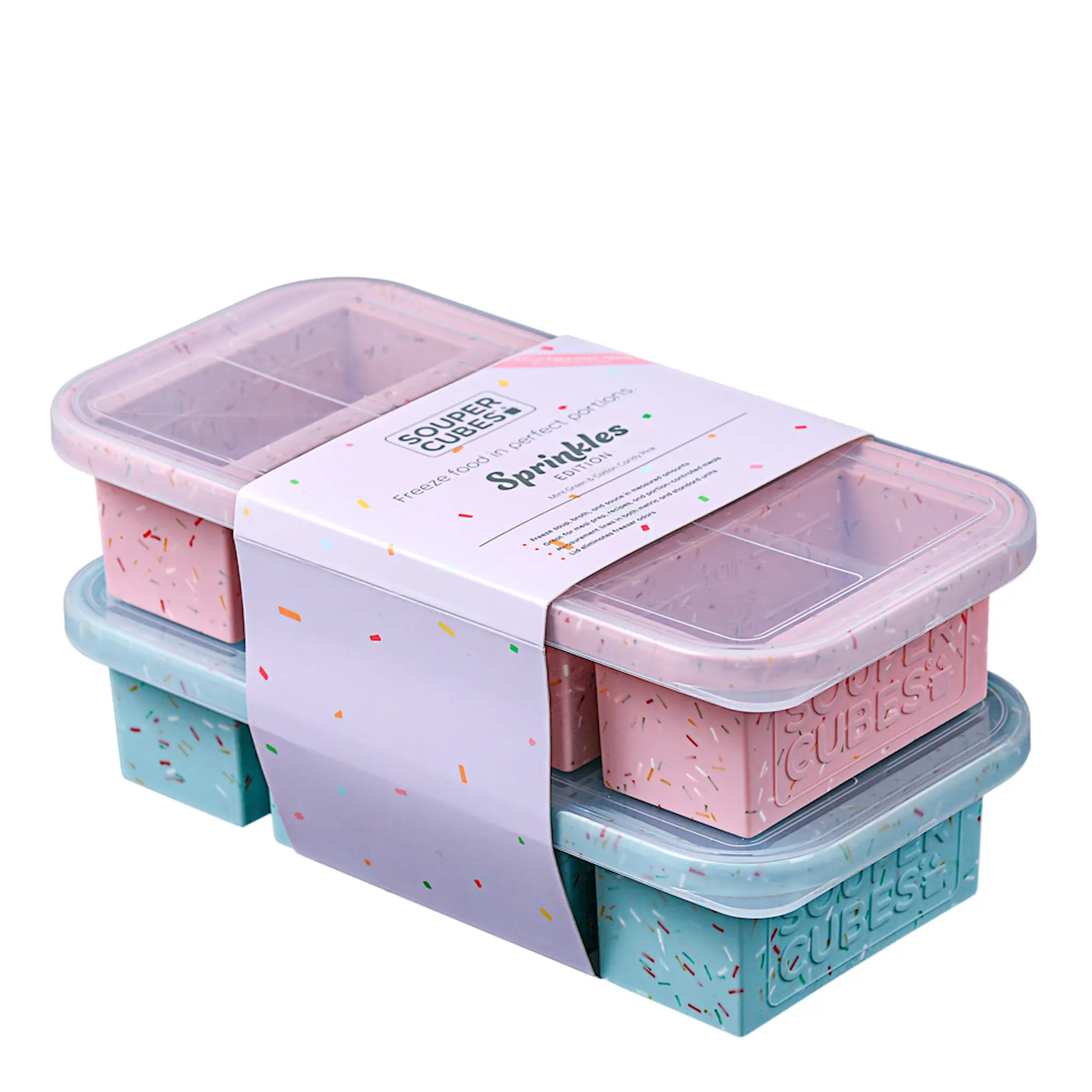 Souper Cubes Matförvaring och Lock Silikon 1-cup 4x250 ml 2-pack Blå/Röd