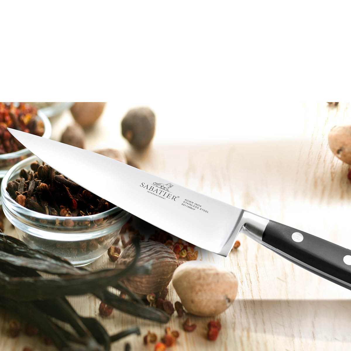 Sabatier Licorne knivset 3 delar stål/svart