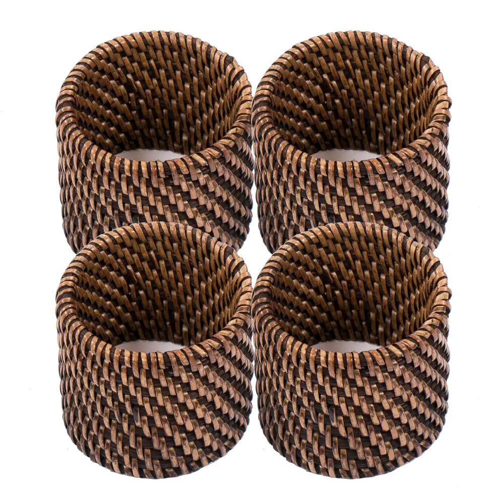 Rattan Servettirengas 4,5 cm 4 kpl Ruskea