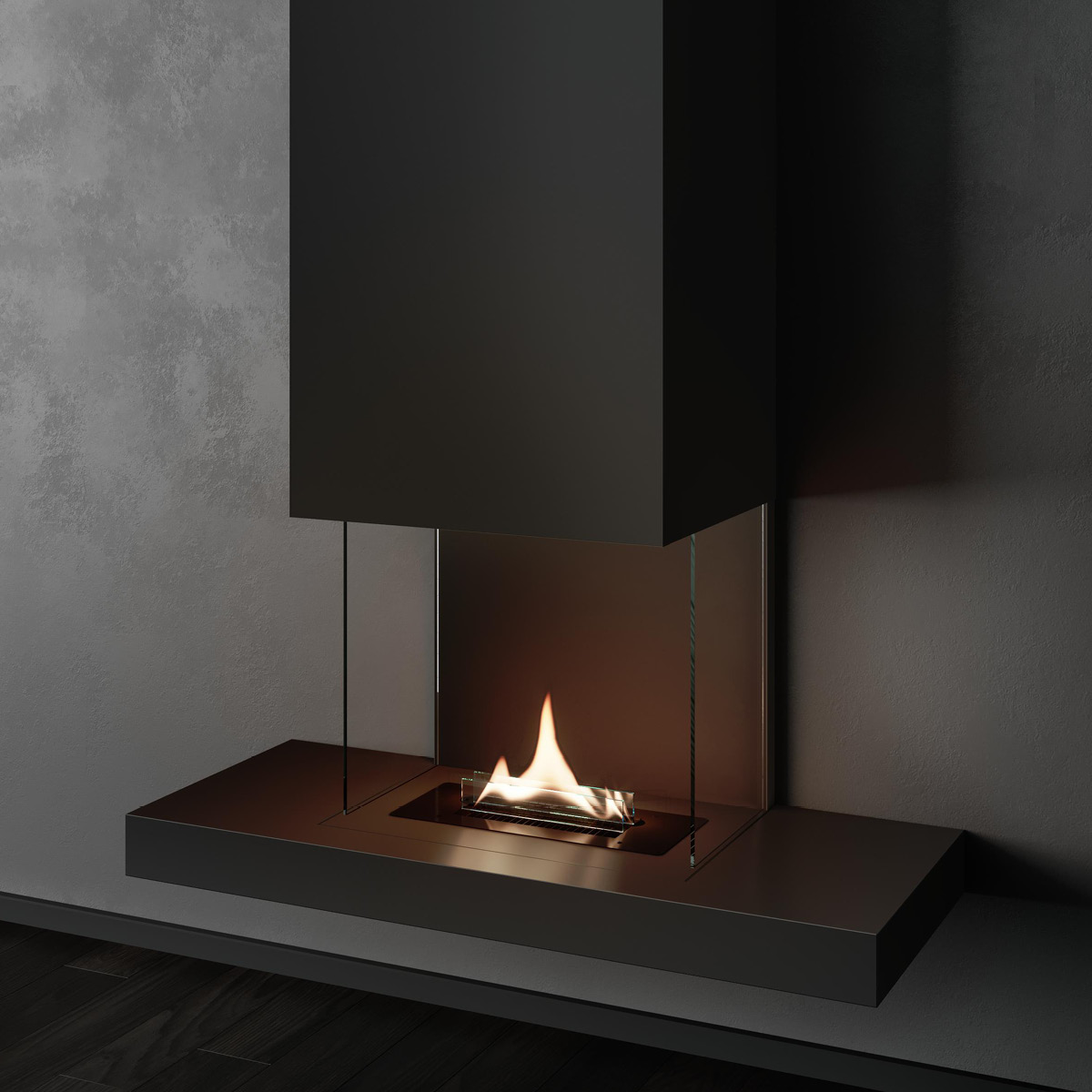 Tenderflame Riff 180 väggmonterad eldstad 1,05 L svart