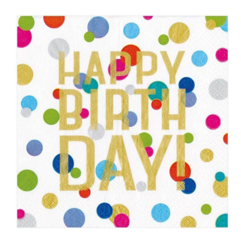 Caspari - Confetti Servetti 33x33 cm 20 kpl Happy Birthday