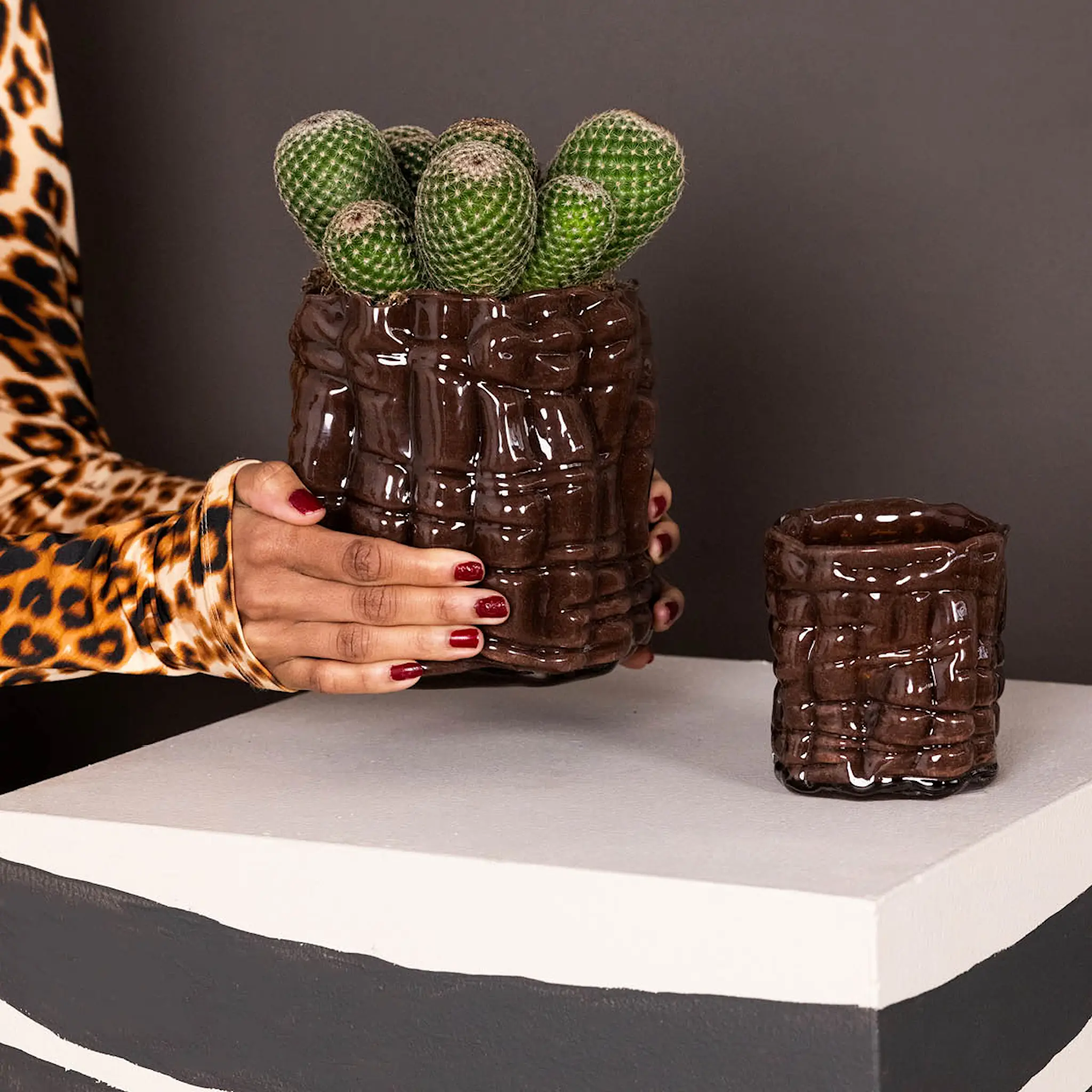 ByOn Laranne S ljuslykta 10x10 cm brun