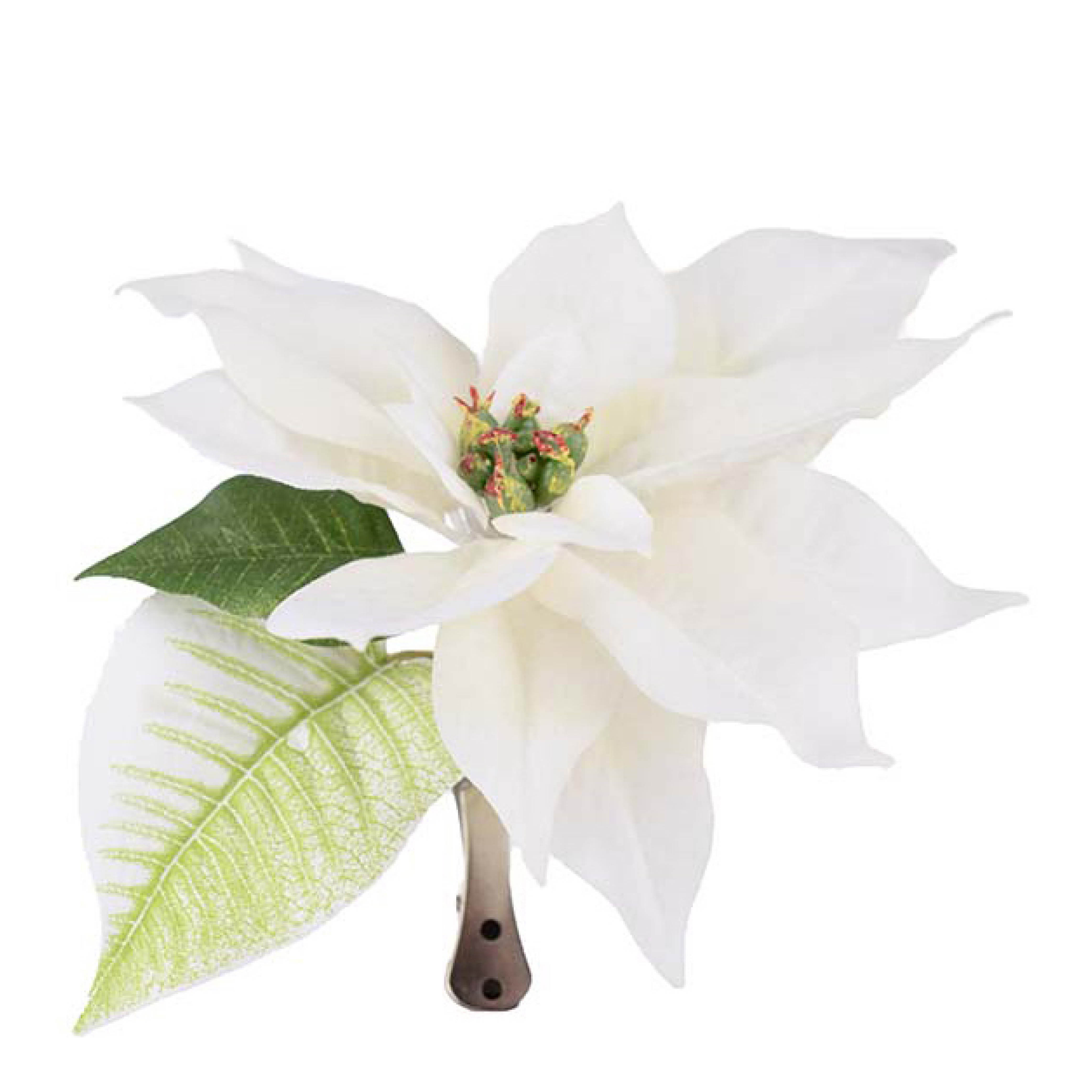 Mr Plant - Joulutähti tekokasvi klipsillä 6 cm valkoinen