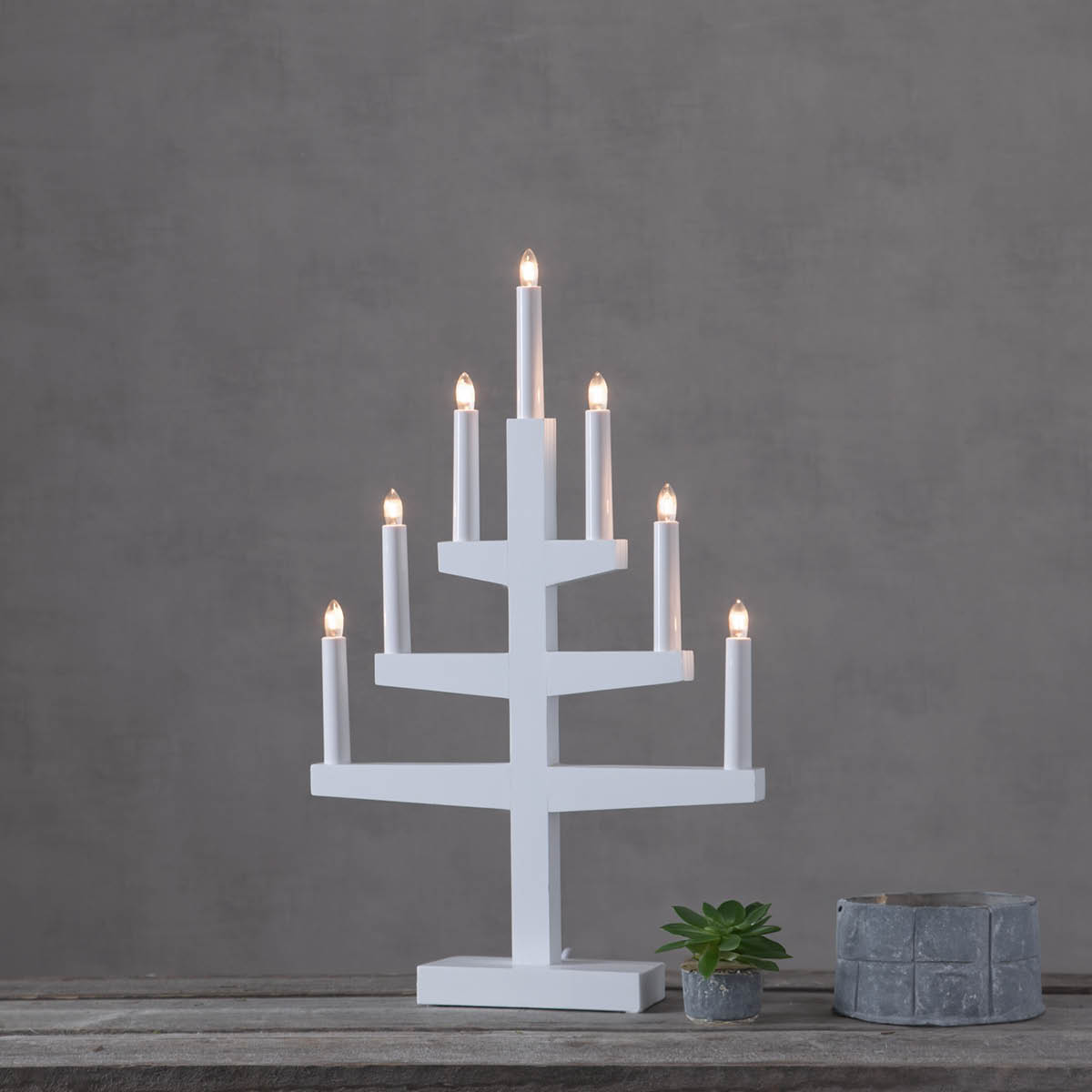 Star Trading Trapp adventsljusstake 54x34 cm vit