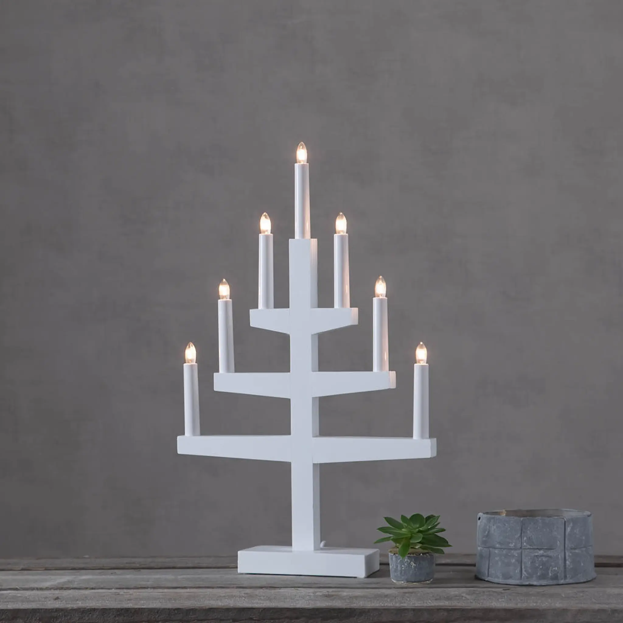 Star Trading Trapp adventsljusstake 54x34 cm vit