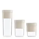 Flip Storage set förvaringsburk med lock 3 delar + insatser beige