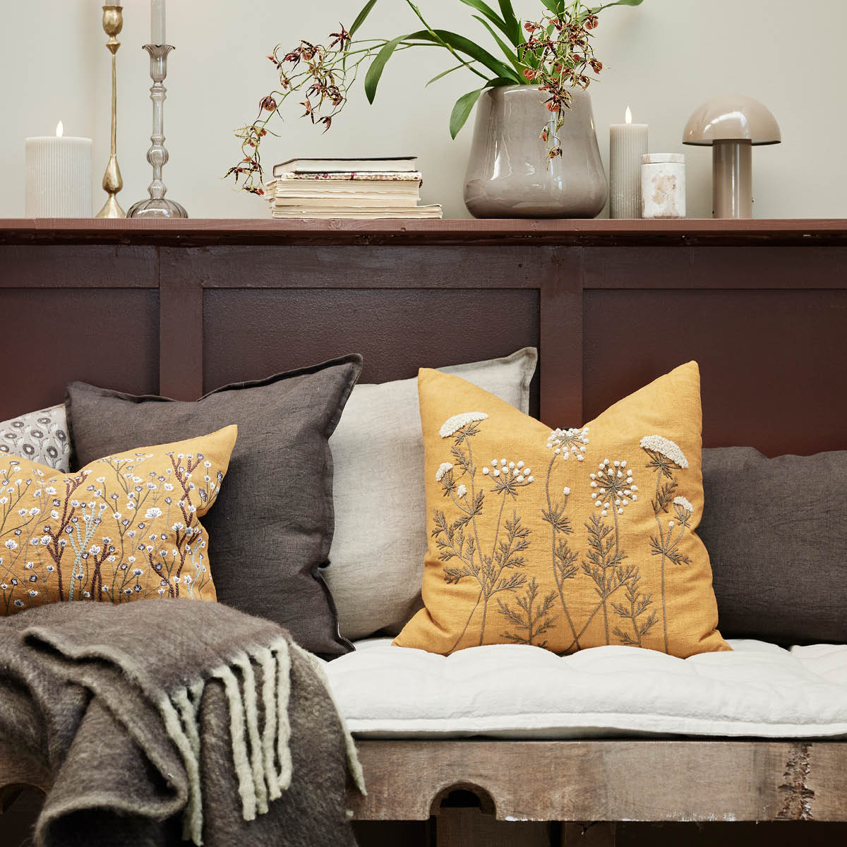 Lene Bjerre Elia kuddfodral 60x40 cm ockra