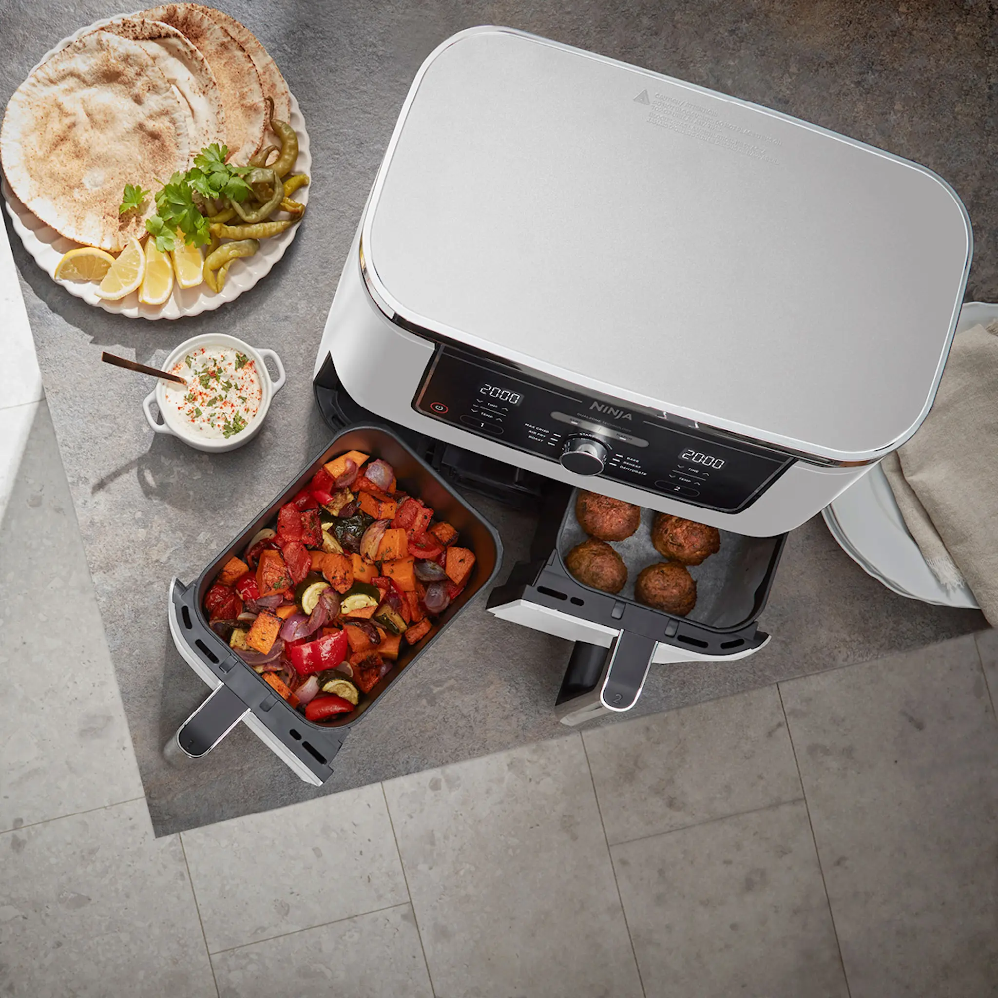 Ninja Foodi max dobbel zone airfryer 2x4,75 L 2470W vit