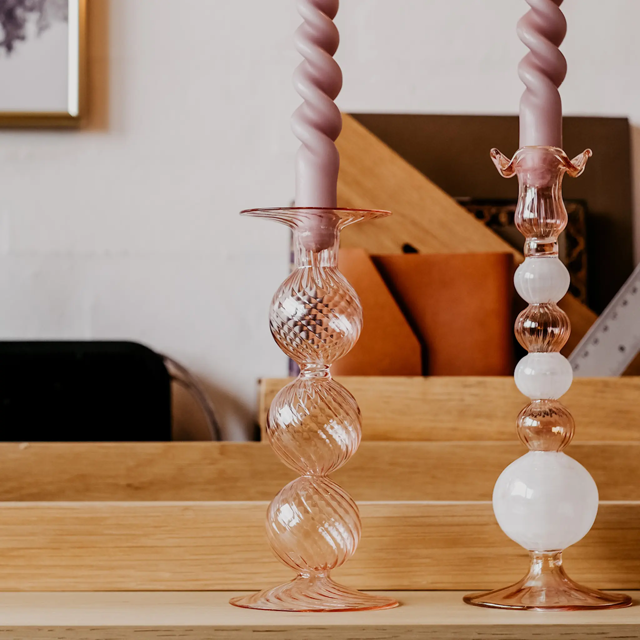 Moonlight Copenhagen Swirl ljusstake 22 cm rosa