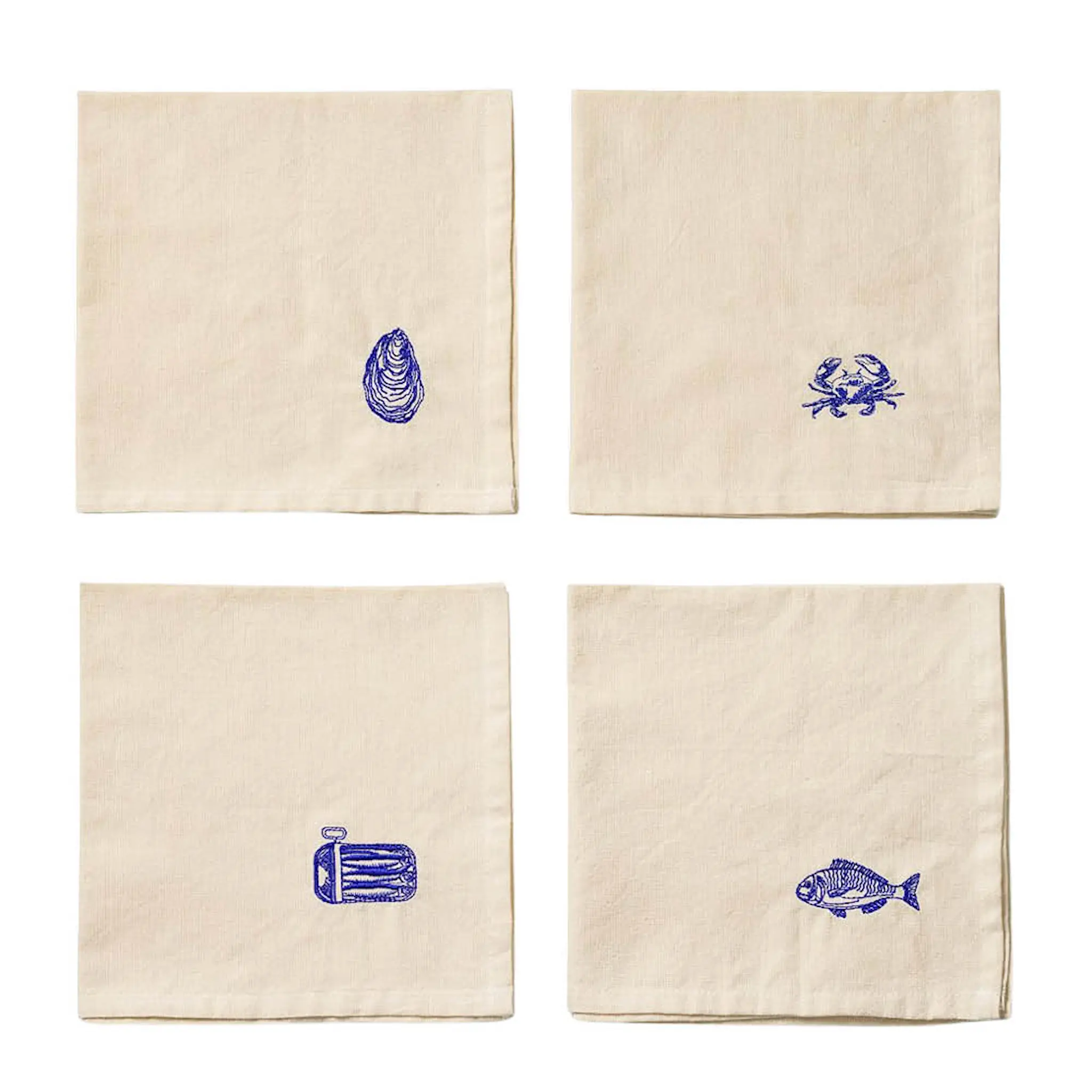 Midnatt La mer tygservett 40x40 cm 4-pack beige/blå