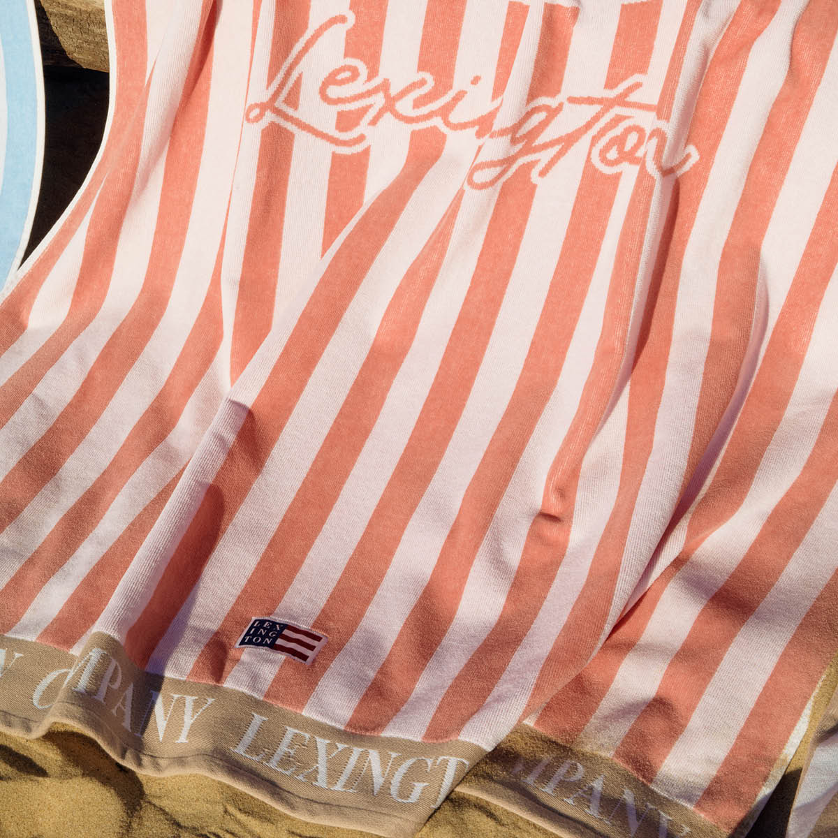 Lexington Rantapyyhe 180x100 cm Vaaleanpunainen/Valkoinen/Beige