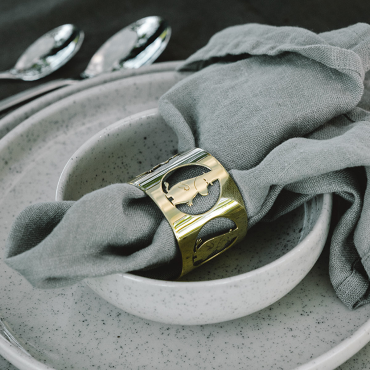 Hilke Hilke x Mumin Servettringar 5 cm 2-pack Muminpappa Mässing