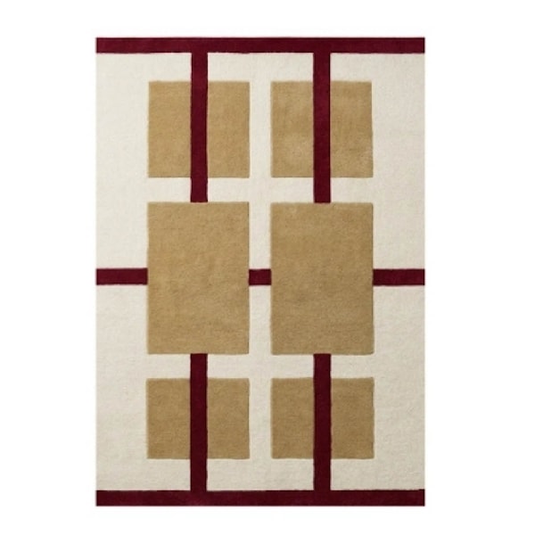 Aura ullmatta 170x240 cm ivory röd gul