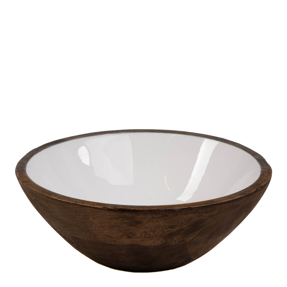 Sögne Home Skål 20,4 cm mangoträ rustic brown/vit