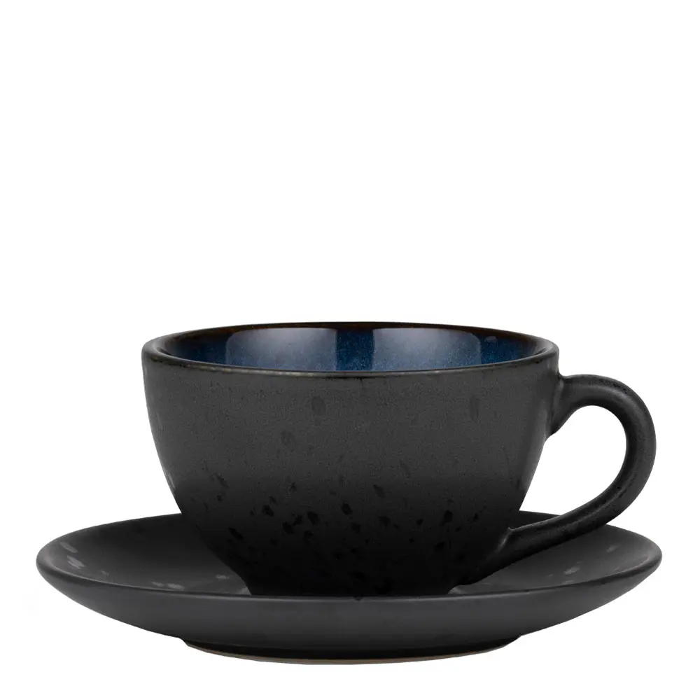 Kahvikuppi ja lautanen 24 cl Musta/Tummansininen