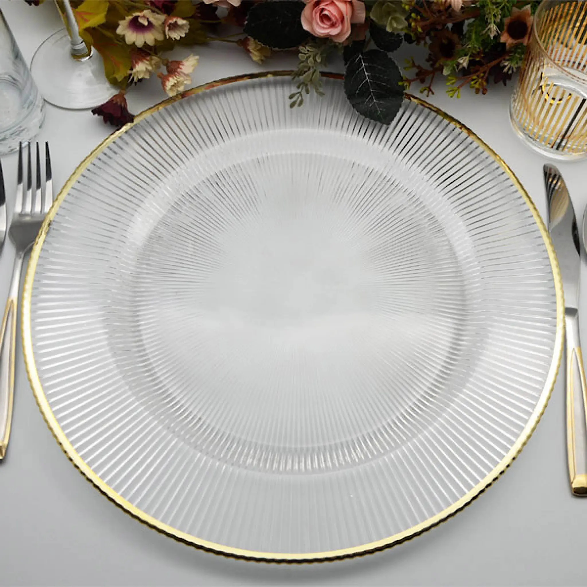 Stiernholm Plisse Undertallrik 33 cm klar/guld
