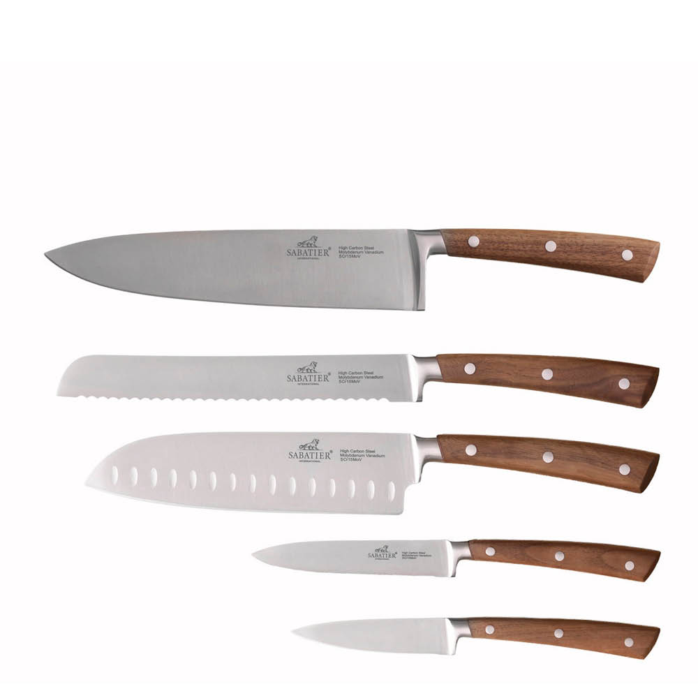 Lion Sabatier Gemini knivset 5 delar stål/valnöt