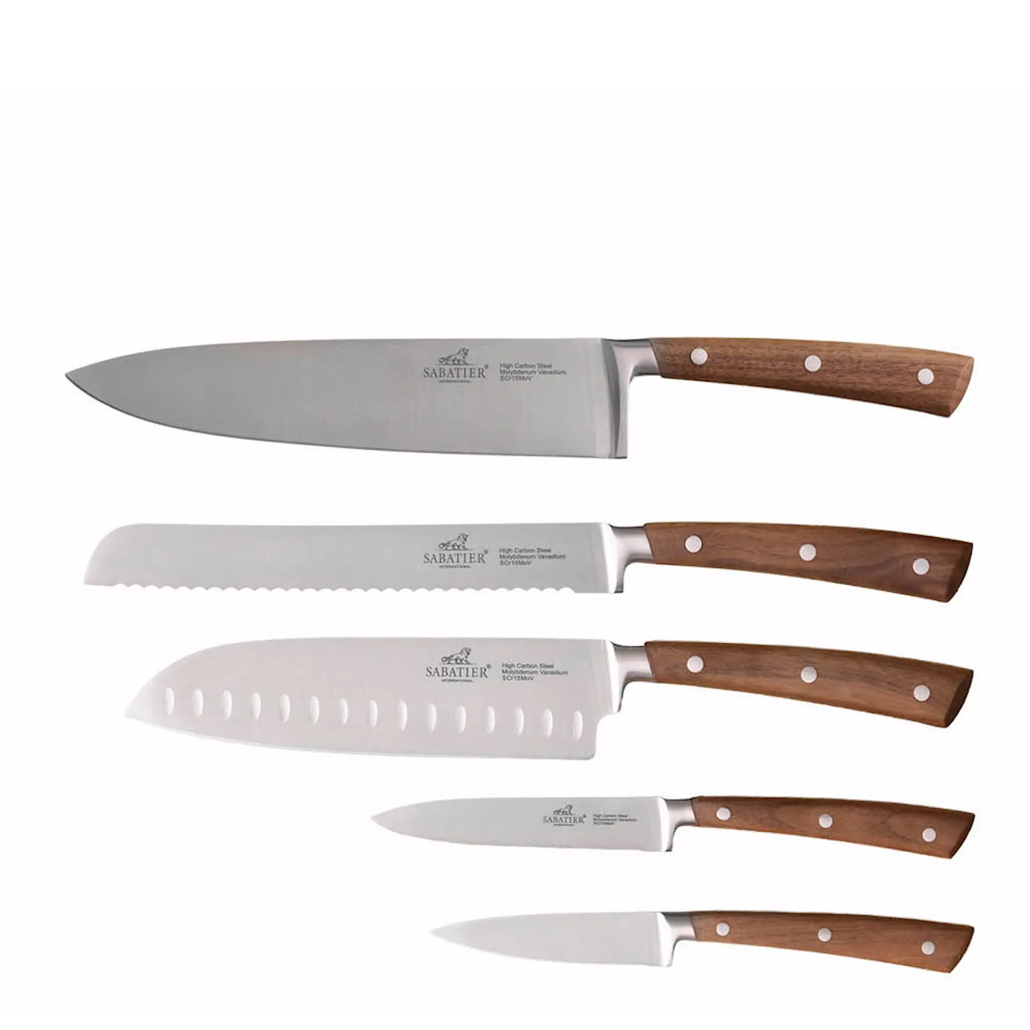 Lion Sabatier Gemini knivset 5 delar stål/valnöt