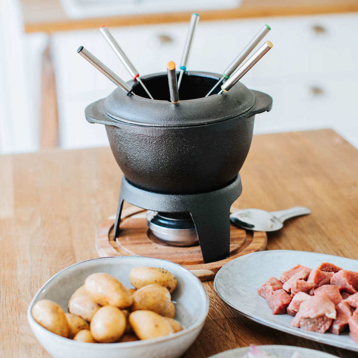 Dorre Fonda Fonduegryta Gjutjärn Svart