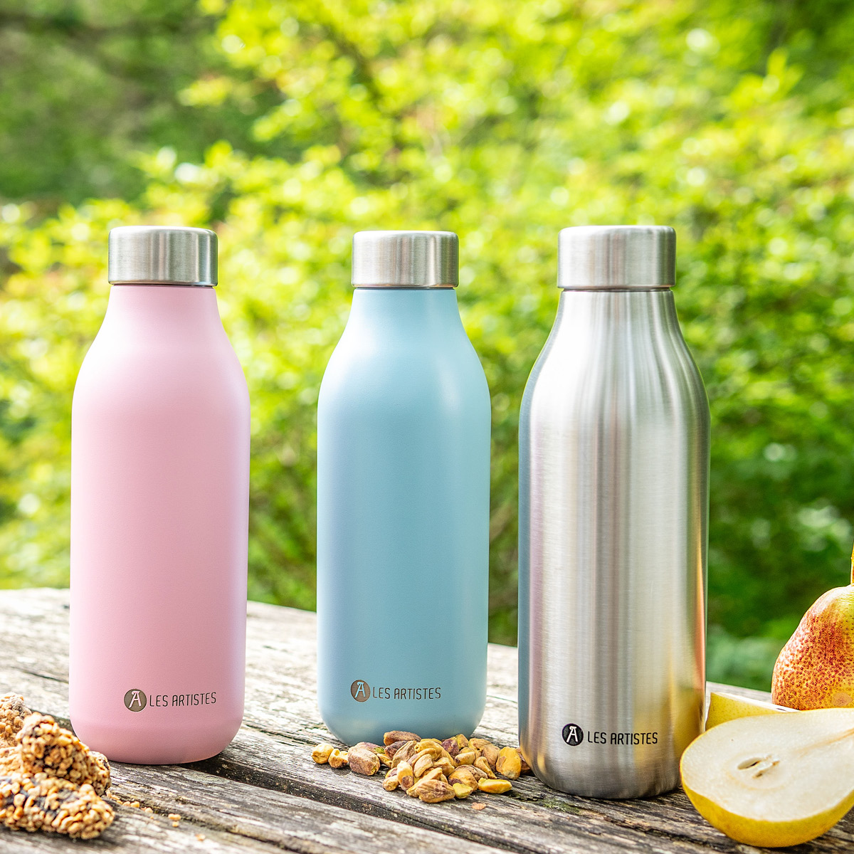 Les Artistes Bottle Up termoflaska 0,5 L vit/ljusrosa