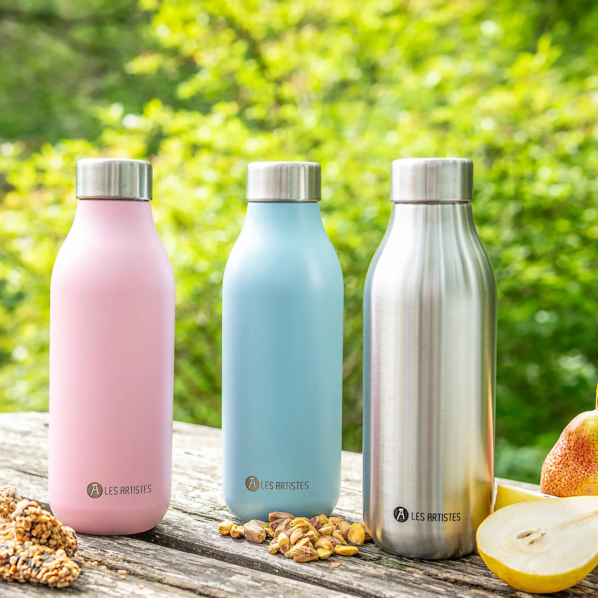 Les Artistes Bottle Up termoflaska 0,5 L vit/ljusrosa