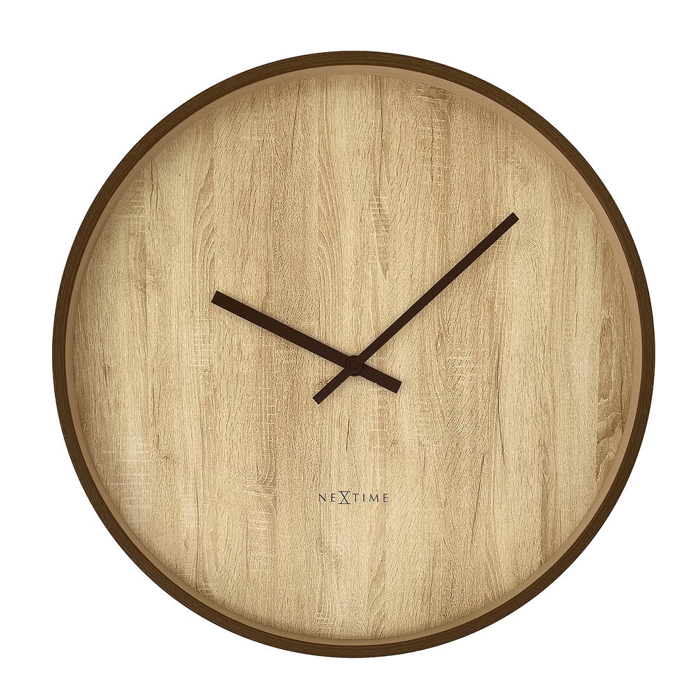 NeXtime Oslo Large veggklokke 50 cm lys/mørk tre
