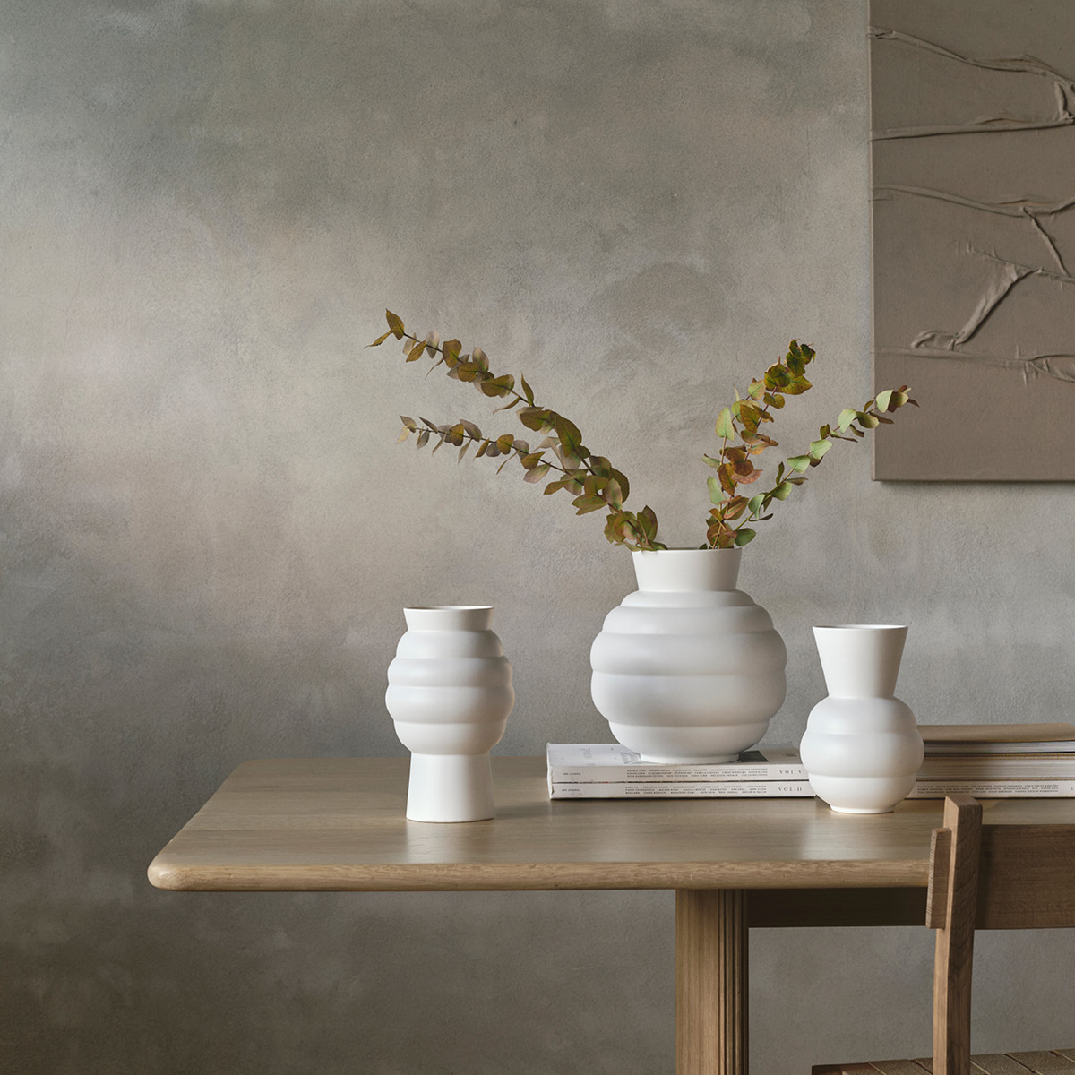 Knabstrup Keramik Tortus Archie No.3 vas 26,5 cm vit