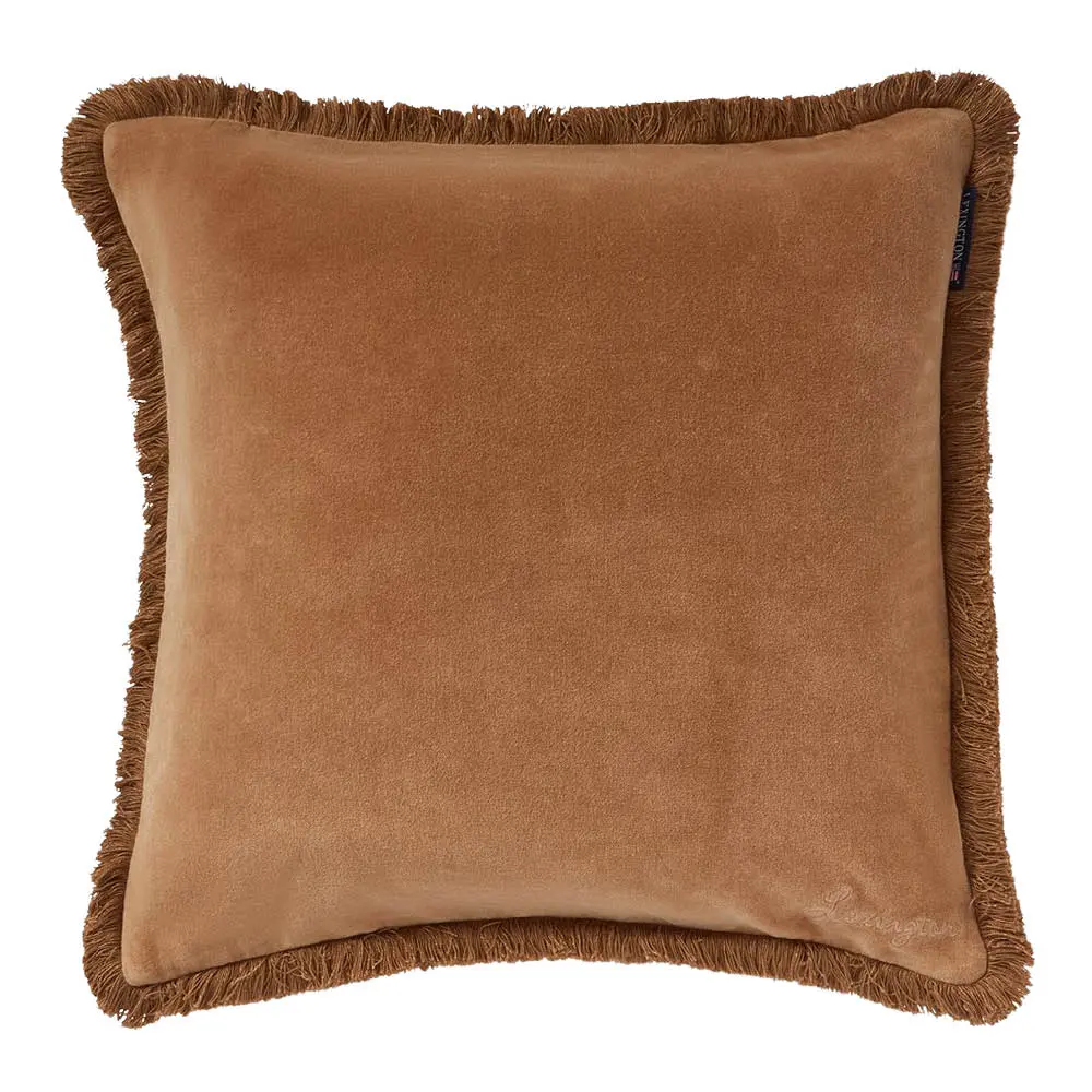 Fringe putetrekk fløyel 50x50 cm fudge