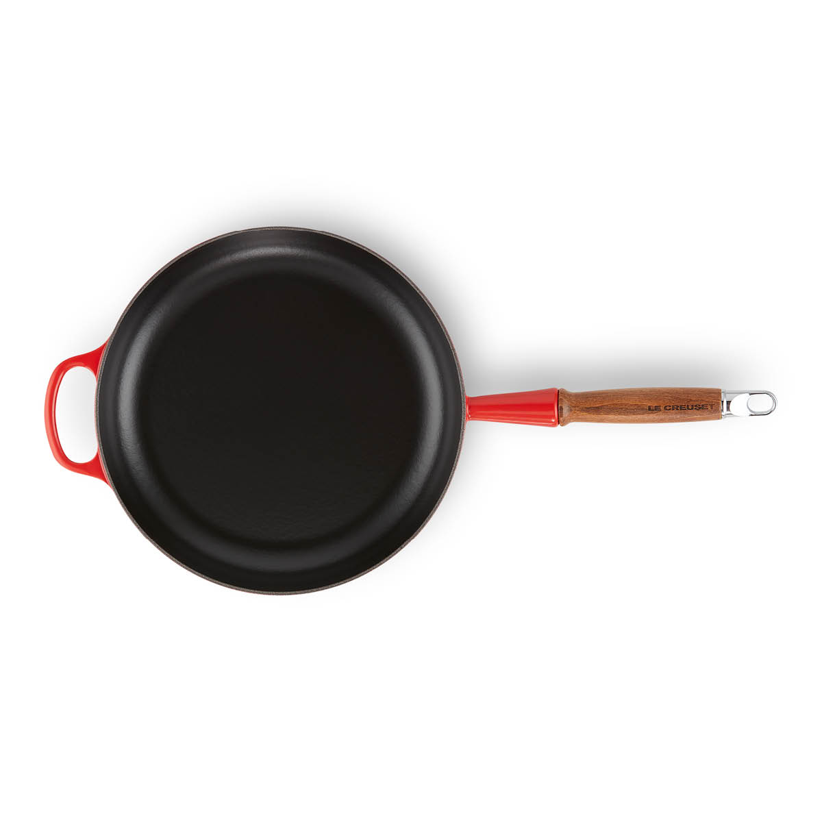 Le Creuset Signature støpejernspanne med trehåndtak 28 cm cerise