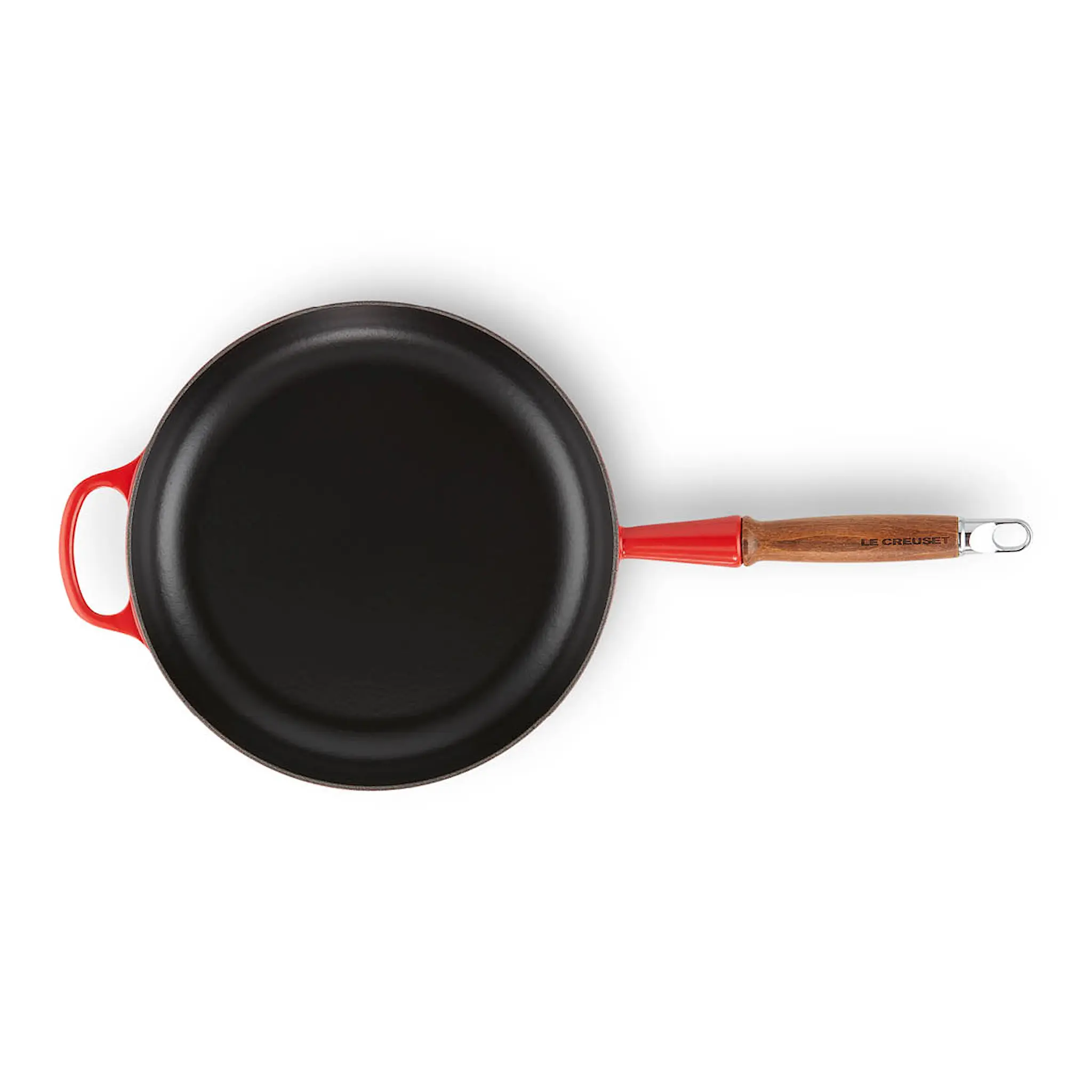Le Creuset Signature støpejernspanne med trehåndtak 28 cm cerise