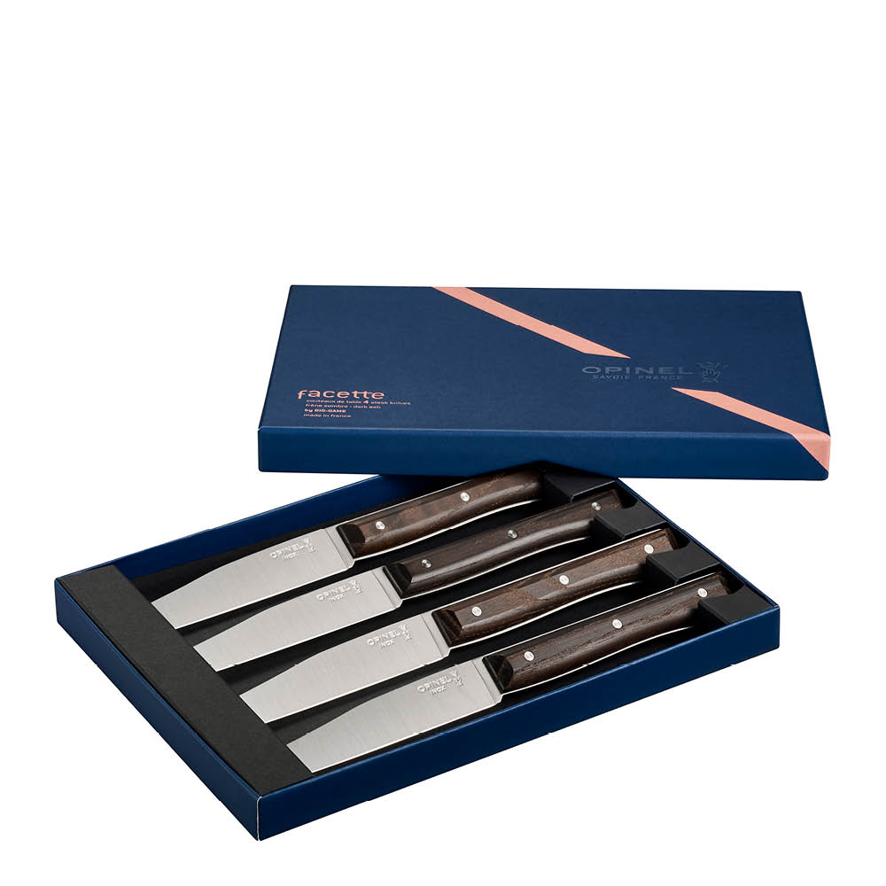 Opinel - Table Bois Facette Veitsi 4 kpl Tumma Saarni