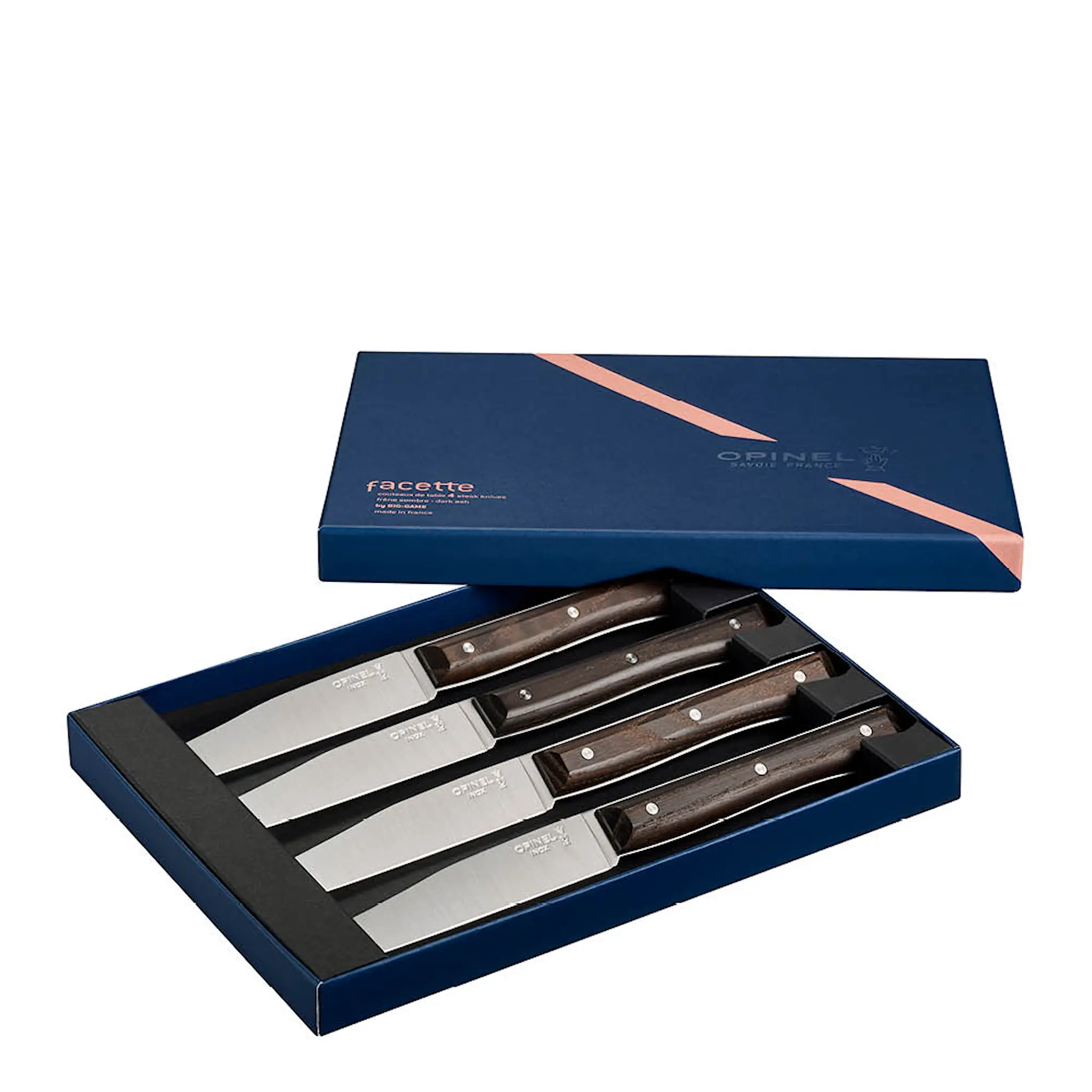 Opinel Table Bois Facette knivar 4-pack mörk ask
