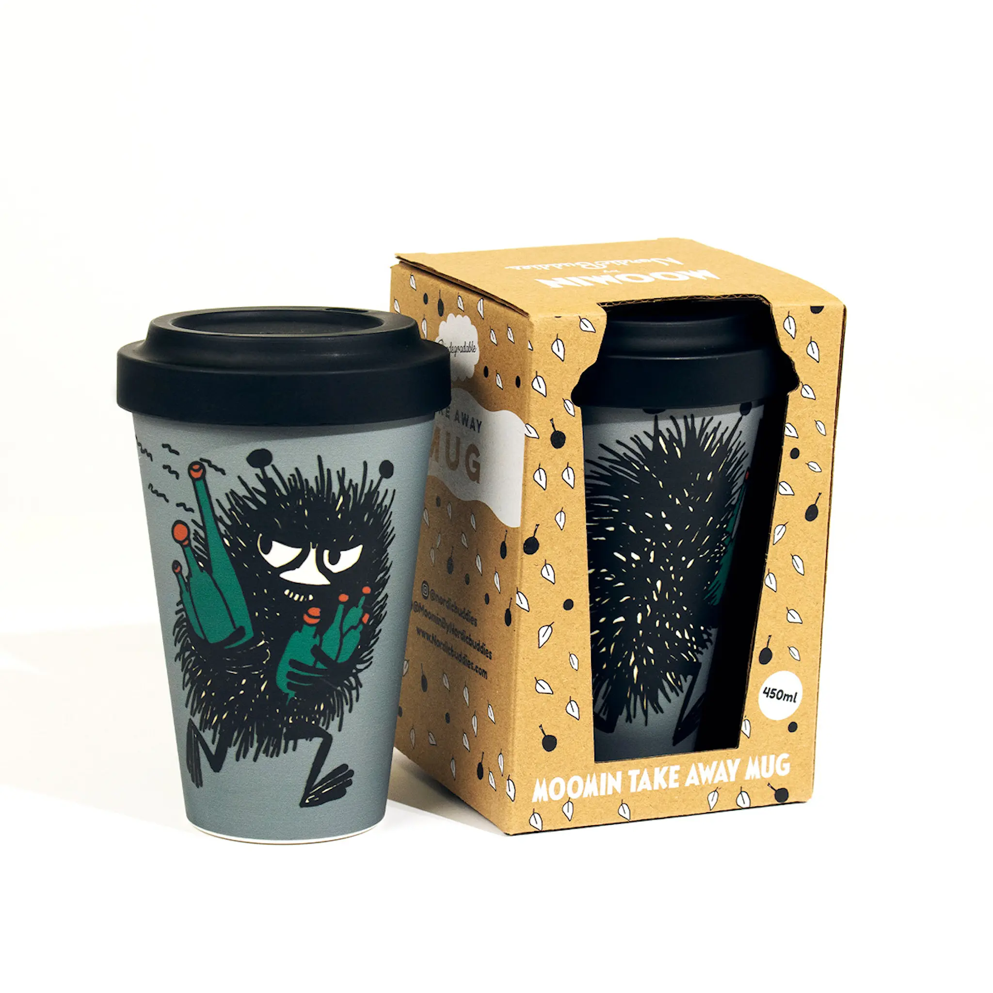 Nordicbuddies Mumin take away mugg 45 cl Stinky på flykt grå