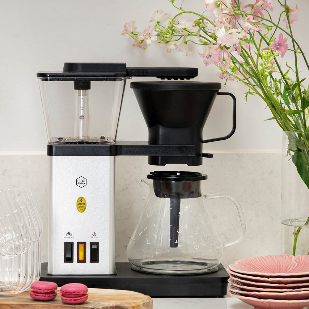 OBH Nordica Roosa Nauha Blooming Kahvinkeitin 1,25 L Hopea/Rintakuvio